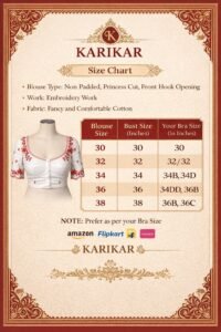 karikar blouse size chart
